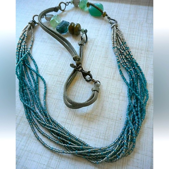 SILPADA Vintage Necklace Sterling Chalcedony Multi Stone Seed Bead Necklace - Picture 4 of 13